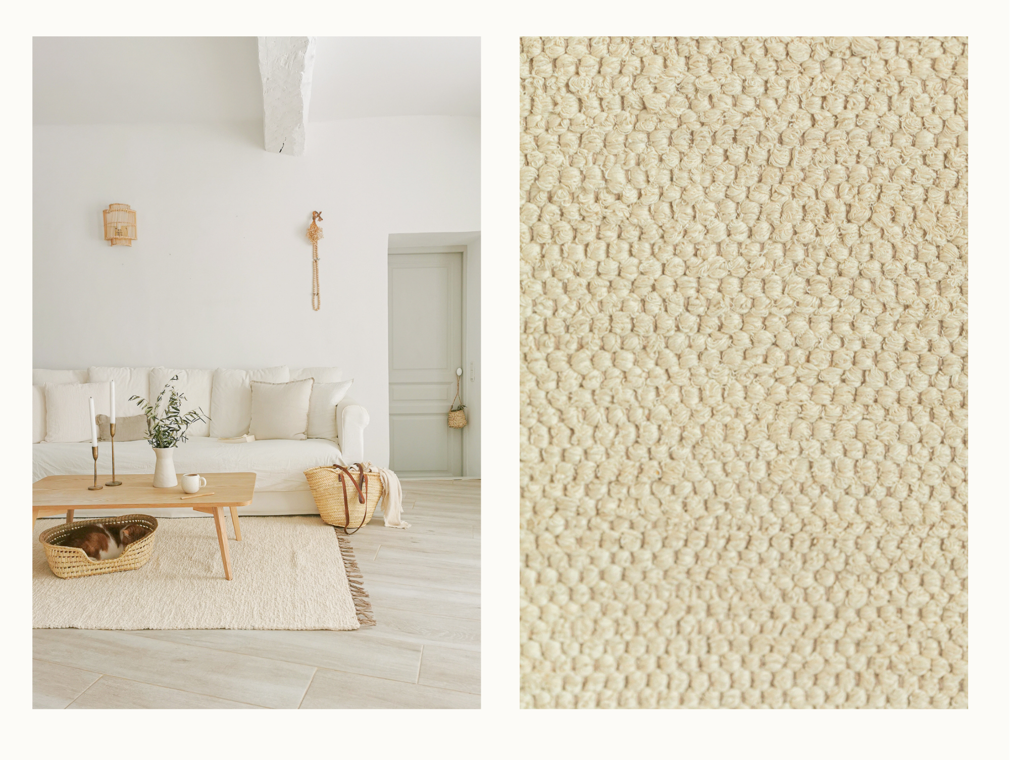 Luca recycled cotton rug - Ecru