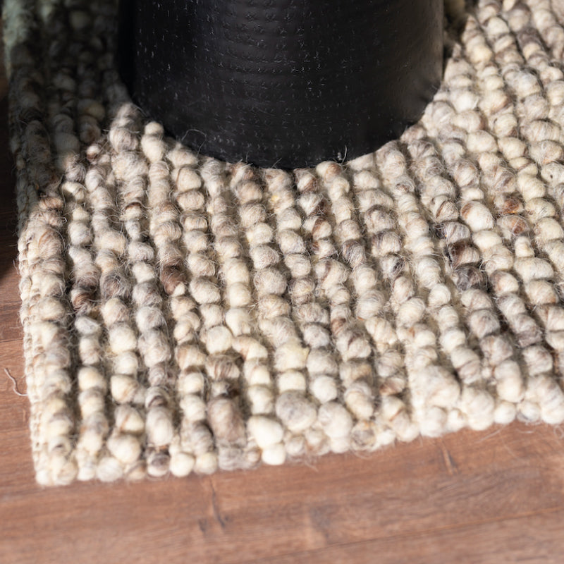 100% natural wool rug - wool blend (heather), loop effect